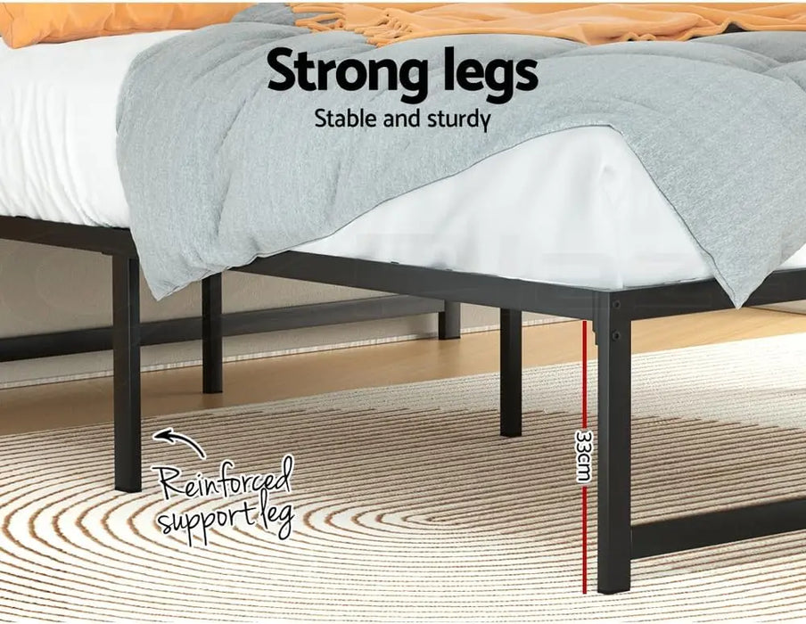 Heavy-Duty Double Metal Bed Frame Headboard Included, 300kg Capacity, Simple Assembly