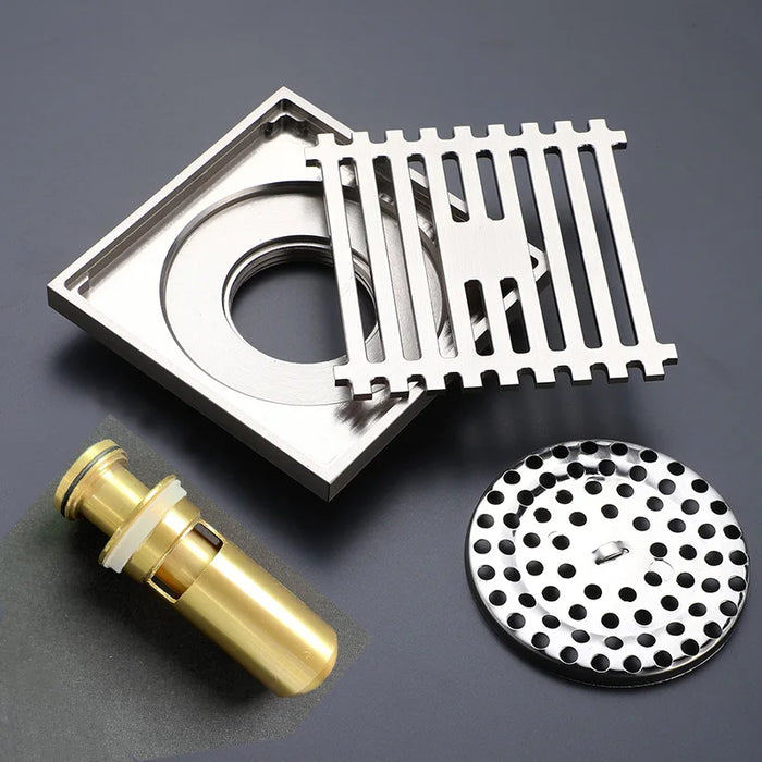 Stainless Steel Shower Floor Drain, Deep Water Seal, 10x10
