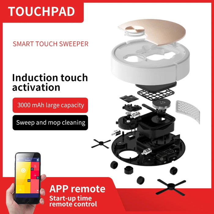 Robot Vacuum Cleaner Smart APP Control Wireless Sweeping Silver with 1800Pa powerful suction
