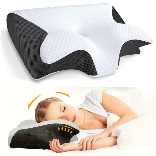 Ergonomic butterfly-shaped memory foam neck pillow for superior neck support