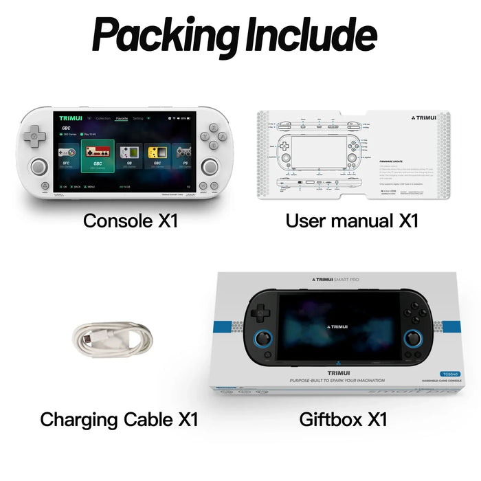 Handheld Game Console 5'' IPS Screen Linux System with Joystick and RGB Lighting, Retro Video Game Player -Trimui  Grey