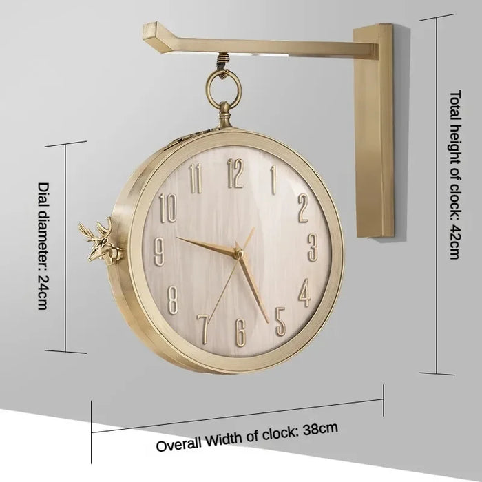 Silent Quartz Dual-Face Wall Clock for Home Decor