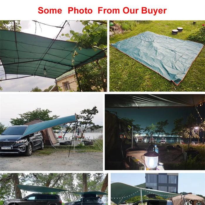 Khaki 3x3m Camping Tarp Waterproof Tent Shade Outdoor Garden Canopy