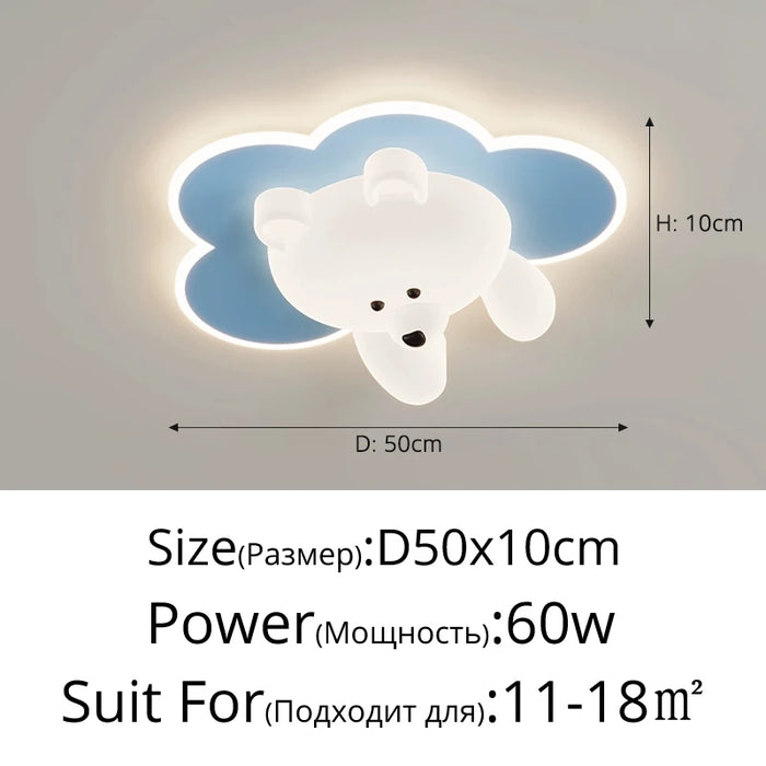 Dimmable Blue Cloud Ceiling Lamp Cute LED for Kids Room