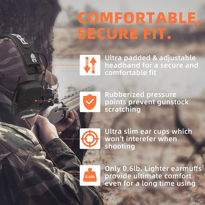 Battery-powered electronic shooting earmuffs with CE certification