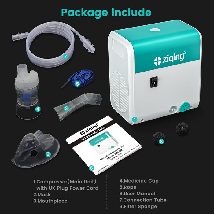 Compressor Nebulizer WH-02 AU Plug, Quiet & Portable for Adults & Kids