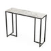Modern Console Table Dark Marble Entryway Foyer Sofa Table with Black Metal Legs