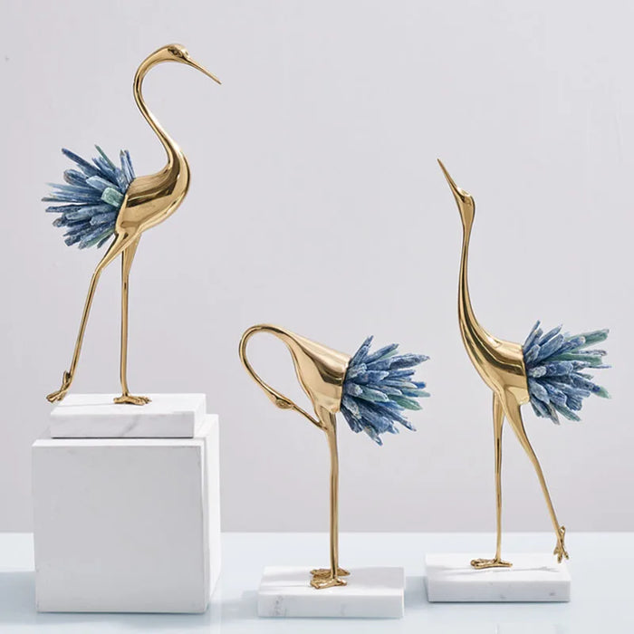 Luxury Brass Crystal Swan Ornament – Home Decor Accent