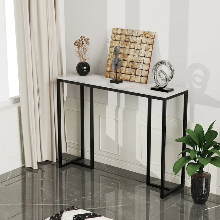 contemporary console table with sturdy black metal frame