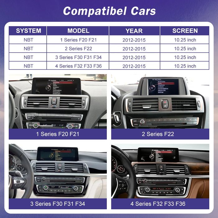 10.25" Wireless CarPlay Screen for BMW F20–F36 Series