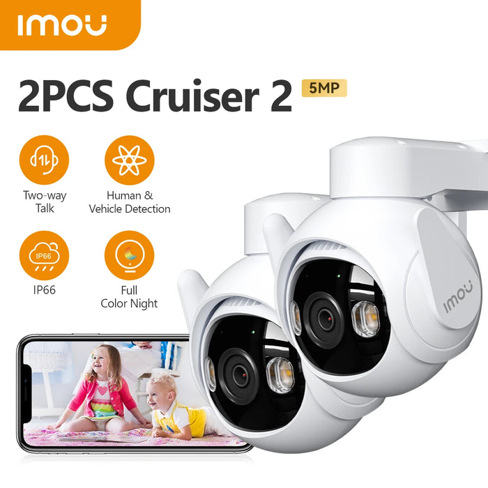 Dual 5MP Waterproof Outdoor Wi-Fi Security Cameras