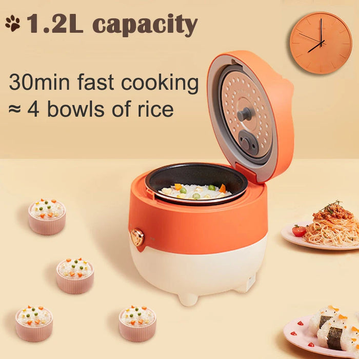 1.2L Mini Rice Cooker with Non-Stick Inner Pot