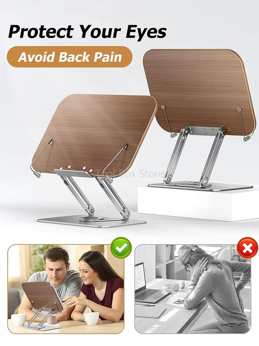 360° rotating desktop book holder for tablets, laptops, and books
