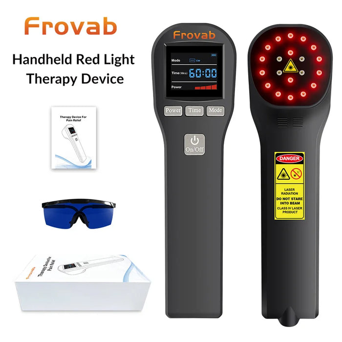 Handheld cold laser therapy device with dual wavelength therapy