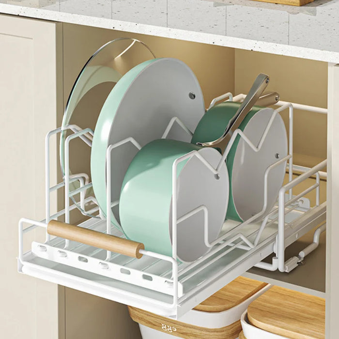 Kitchen Cabinet Organizer with Tray, White