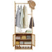 Bamboo clothes stand with practical storage solutions and magnet-locking door