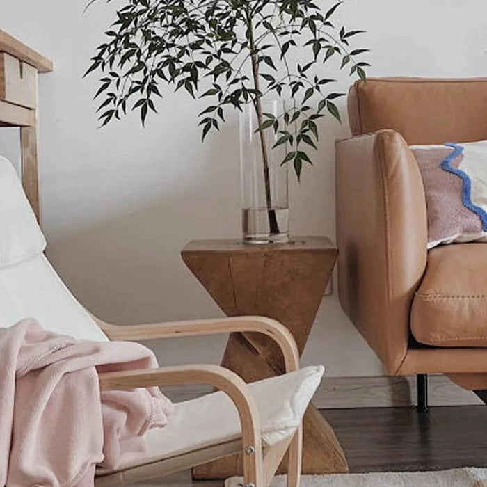 Modern geometric lightweight concrete accent table for use indoors or outdoors