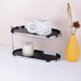 Durable iron construction 2-layer black desktop storage box organizer