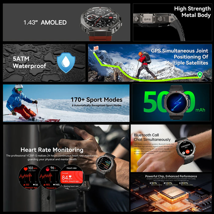 T-Rex 3 GPS Smartwatch with AMOLED & Waterproof Design