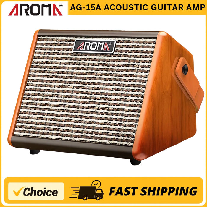 A rechargeable 15W dual channel acoustic guitar amplifier with Bluetooth speaker