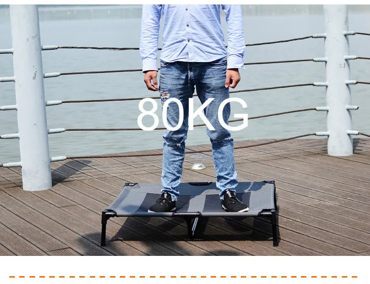Portable Outdoor Pet Cot with Canopy Waterproof Sunshade, Durable Steel Frame, Foldable Design