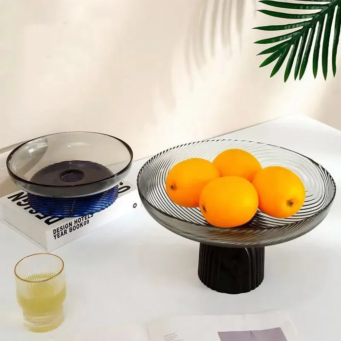 Luxury Glass Goblet Fruit Plate for Dining Table Decor Amber high style