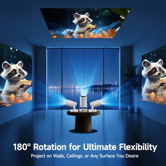 4K Portable Projector Grey with WiFi6 Android 11 and Speaker