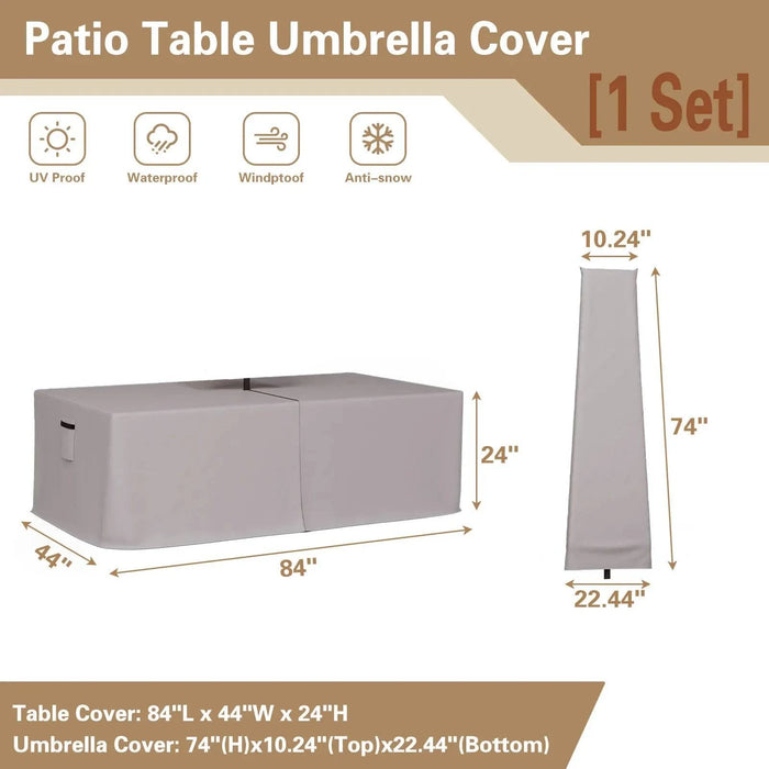 Patio Table Cover Waterproof with Umbrella Hole 270cm Black Protects Outdoor Furniture from Rain and Sun Damage