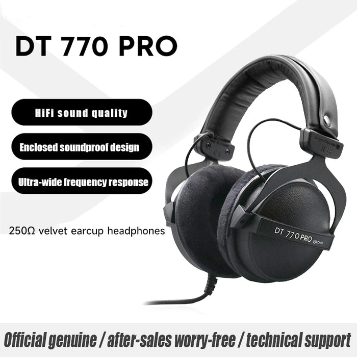 Closed-Back 250Ω Wired Headphones for Mixing & Recording 80 ohm