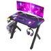 100x60x78cm Gaming Desk with Dynamic RGB LED Lights, Black, Sturdy Metal Legs, 3D Carbon Fibre Surface, Large Size, Stable Design for PC Setup