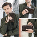  Coffee long clutch wallet with double-zipper closure and detachable wrist strap 