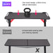 Black gaming desk with dynamic RGB LED lights and sturdy metal legs
