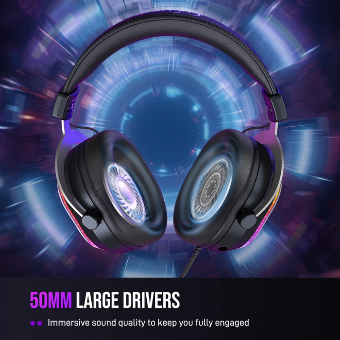 RGB Gaming Headset with 7.1 Surround & Detachable Mic
