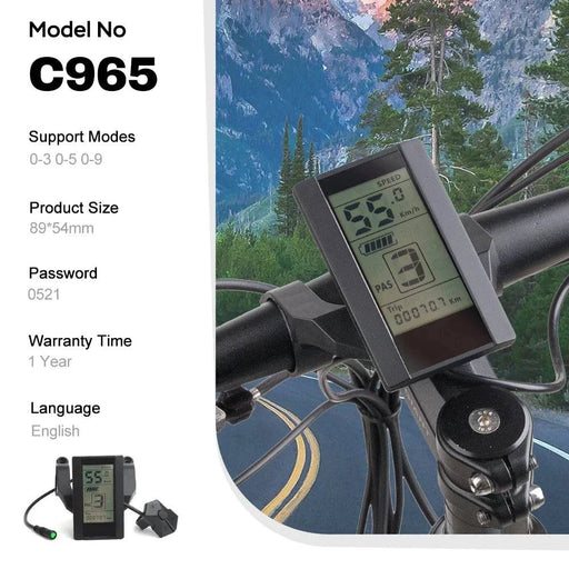 C965 LCD Display Speed Indicator Electric Bicycle Conversion Mid Motor Hub Motor BBS01B BBS02B 36V 48V 750W E-bike Kits - FLUXA