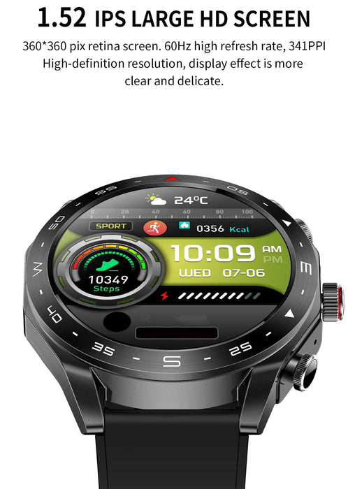 152-Inch HD Full Touchscreen Smart Watch with Bluetooth 50 Connectivity