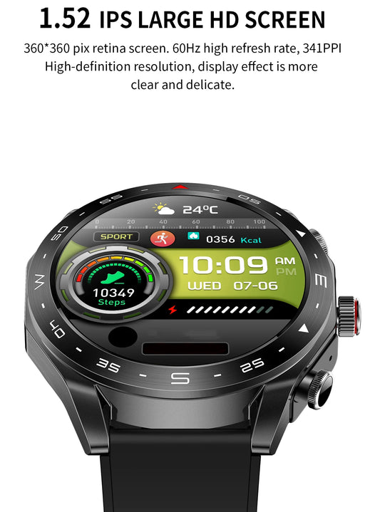 152-Inch HD Full Touchscreen Smart Watch with Bluetooth 50 Connectivity