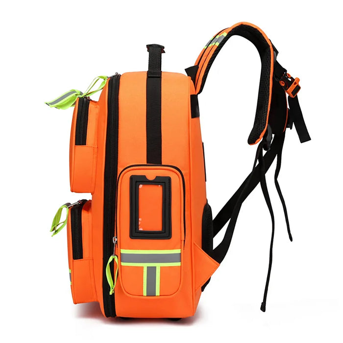 Large capacity orange emergency rescue backpack for outdoor camping and survival