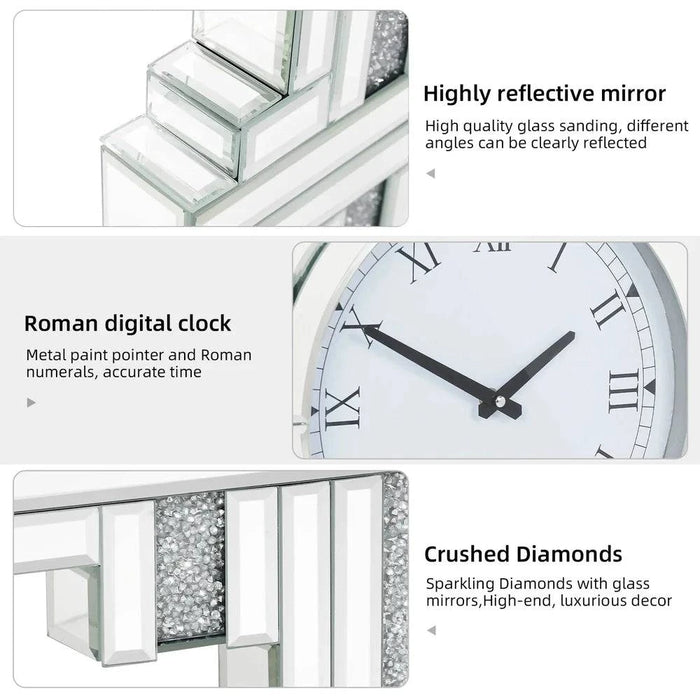 Elegant 60x60cm silver wall clock with classic Roman numerals and 2cm thickness