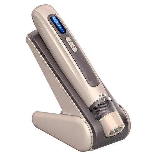 Gold microcurrent microneedling pen with adjustable speed and liquid infusion for advanced skincare treatment