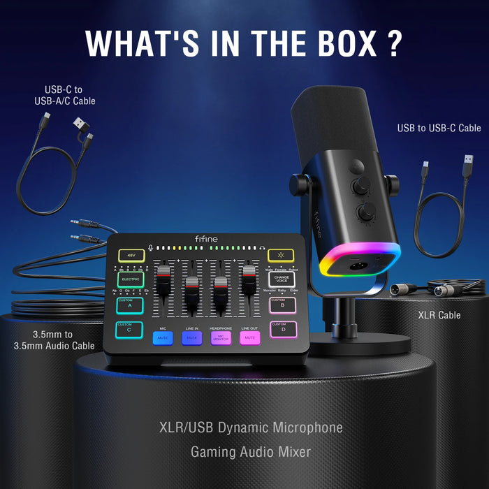 Streaming Studio Kit with RGB Audio Mixer and Cardioid Mic
