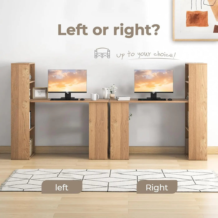 Space-Saving Computer Desk with Storage Shelves & CPU Stand Reversible 3-in-1 Design