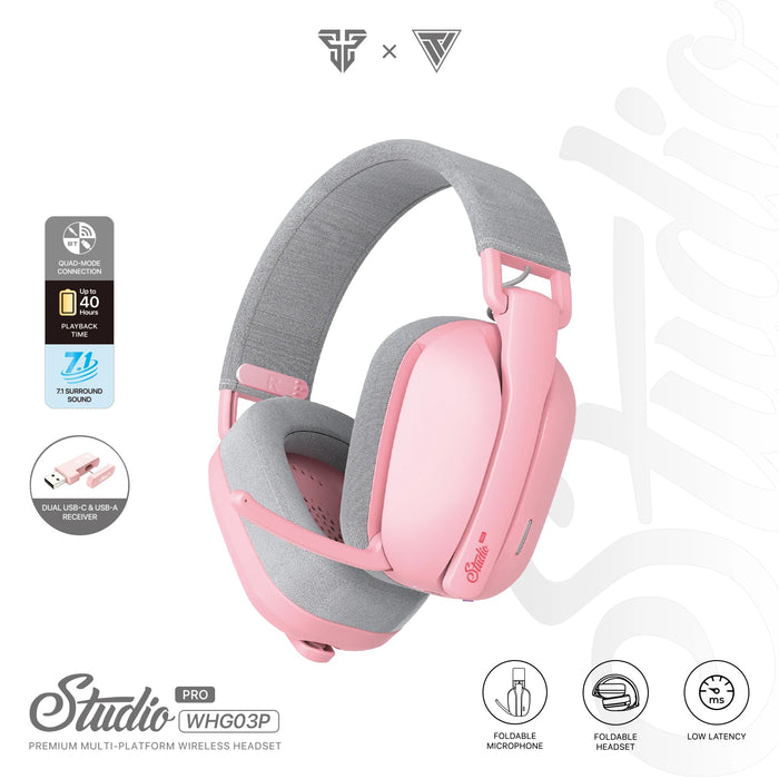 Bluetooth 7.1 Surround Gaming Headphones with Mic Pink