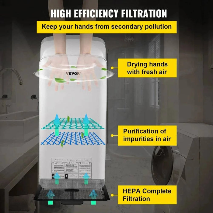 Automatic High-Speed Jet Hand Dryer Double-Sided Blade Washroom Dryer in silver