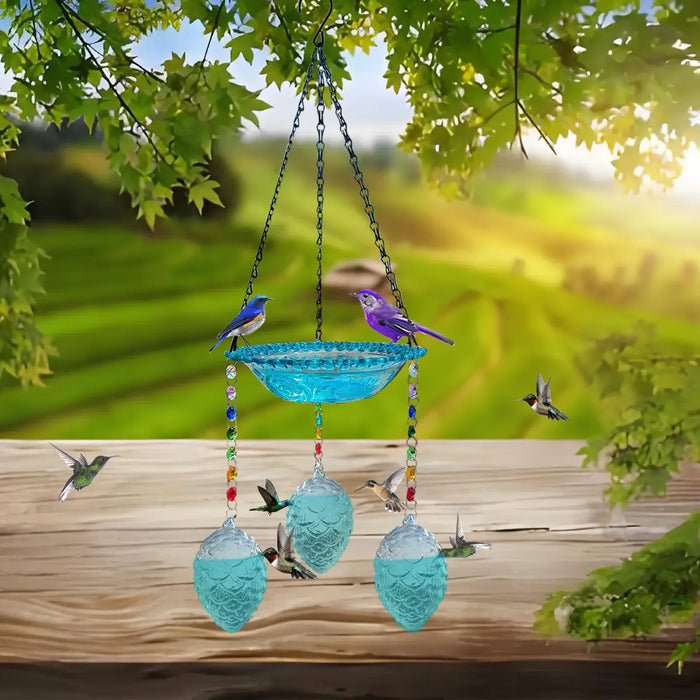 Solar Powered Automatic Bird Water Fountain Outdoor Wild Bird Bath & Hummingbird Feeder