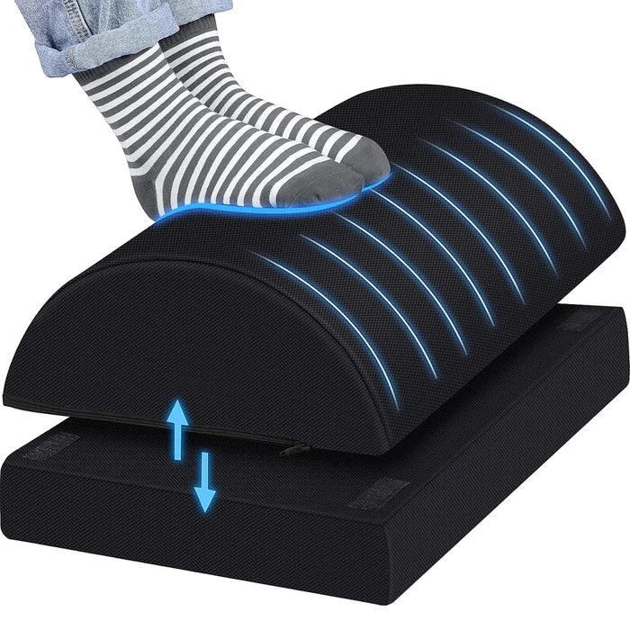 Adjustable memory foam foot rest under desk for ergonomic support
