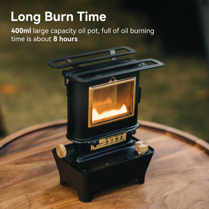 Stylish retro design oil lamp stove for a nostalgic campsite ambiance