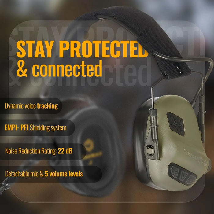 Tactical Aviation Shooting Headset with Active Noise Cancellation (Grey)