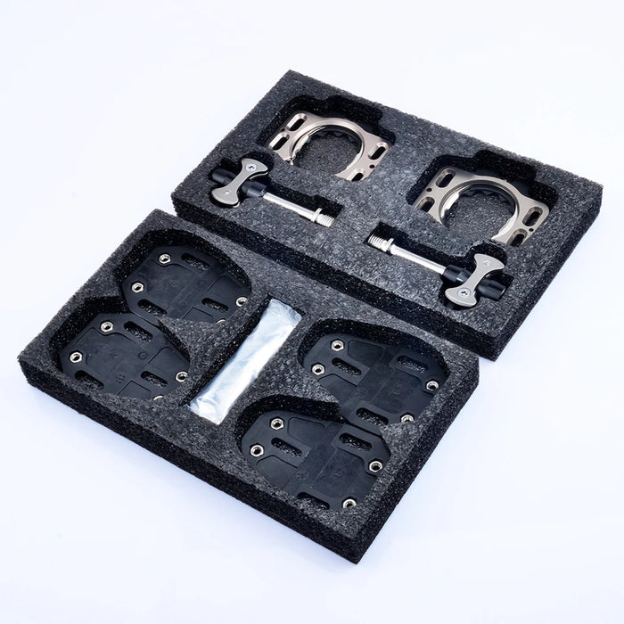 High-performance road bike self-locking pedals with black titanium axle