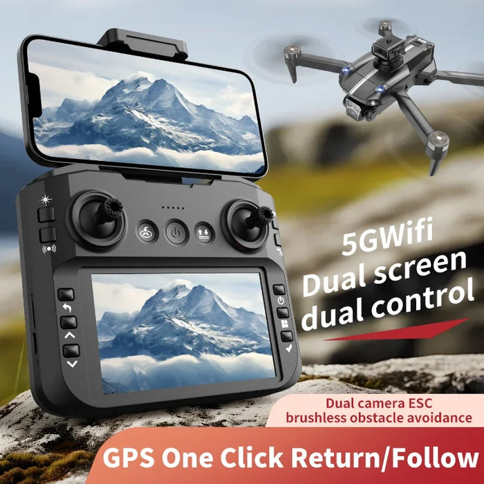8K HD Brushless Drone with Obstacle Avoidance & GPS Display