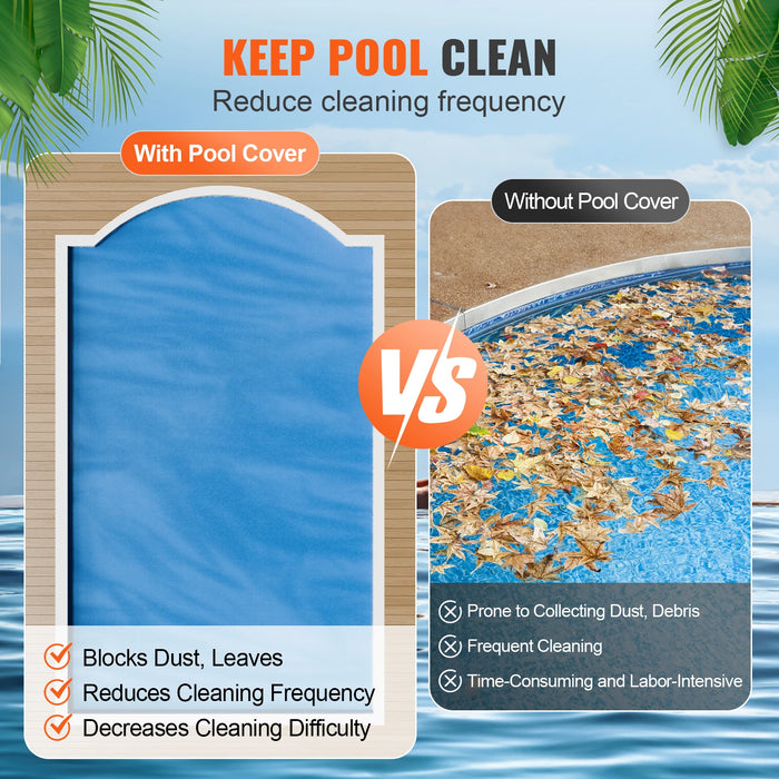 Rectangular 32 x 16ft 16mil solar pool cover for inground and above ground swimming pools with heat retention and UV protection